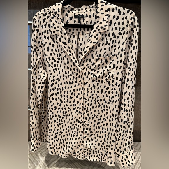 Rails Silk Button Front Maternity Blouse - Blush Spotted - Picture 1 of 2